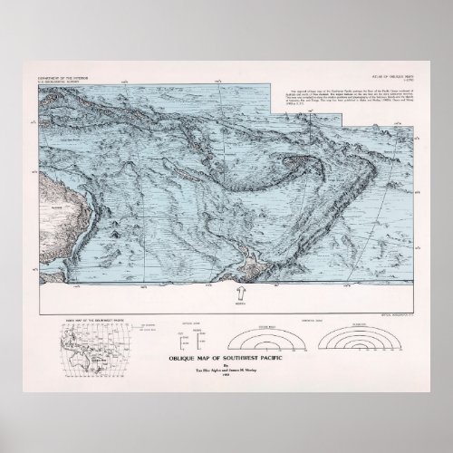 South Pacific Ocean Floor Map 1982  Poster