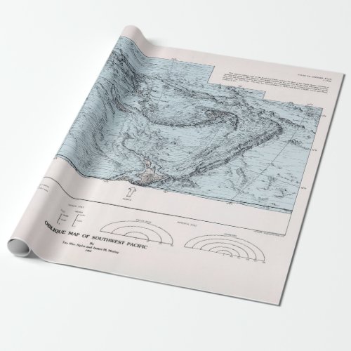 South Pacific Ocean Floor Map 1982  Wrapping Paper