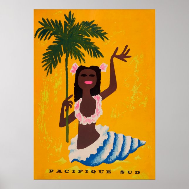 South Pacific Retro Vintage Travel Poster (Front)