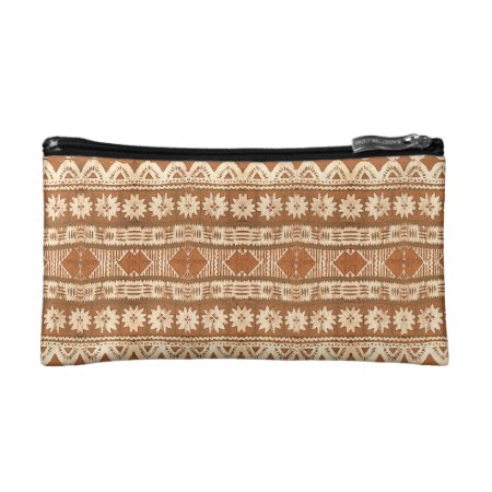 South Pacific Tribal Wood Carved Pattern Fashion Makeup Bag