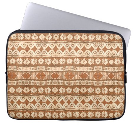 South Pacific Tribal Wood Pattern Laptop Sleeve 13