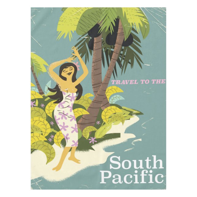 South Pacific vintage travel poster Tablecloth (Front)