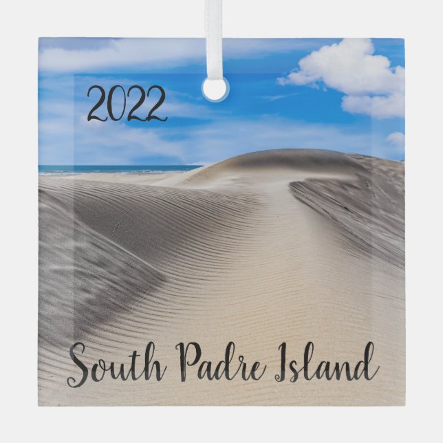 South Padre Island, Sand Dunes Glass Ornament (Front)