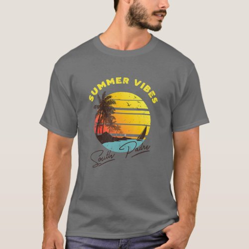 South Padre Island Texas Summer Vibes Retro Tropic T_Shirt