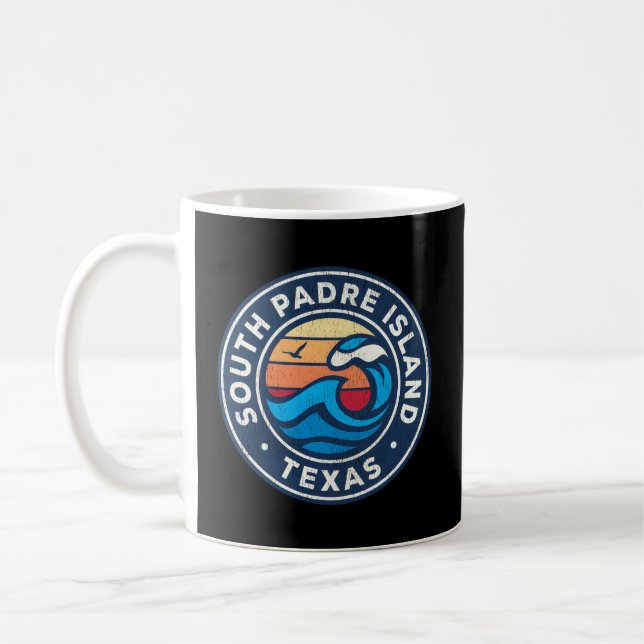 South Padre Island Texas Tx Nautical Waves Coffee Mug (Left)