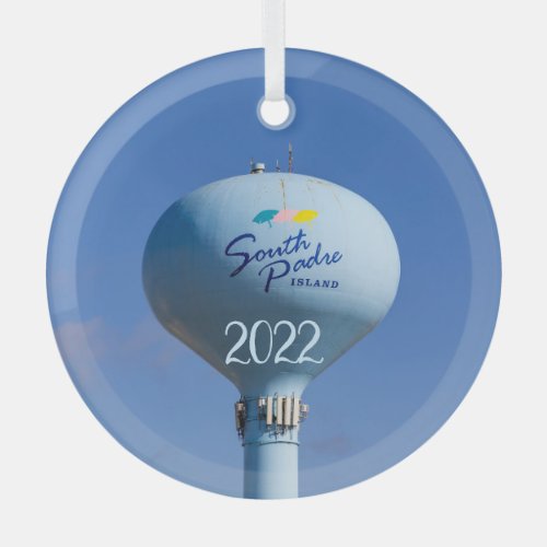 South Padre Island Water Tower Glass Ornament