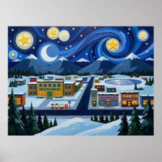 South Park Starry Night Colorado Landscape Poster