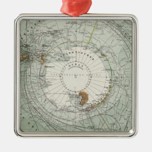 South Polar Region Map Metal Ornament