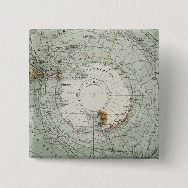 South Polar Region Map Pinback Button (Front)