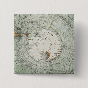 South Polar Region Map Pinback Button
