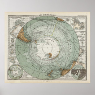 South Polar Region Map Poster