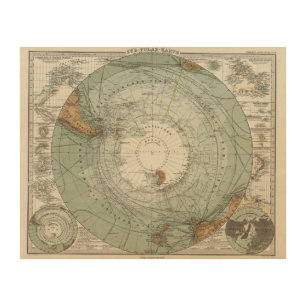South Polar Region Map Wood Wall Decor