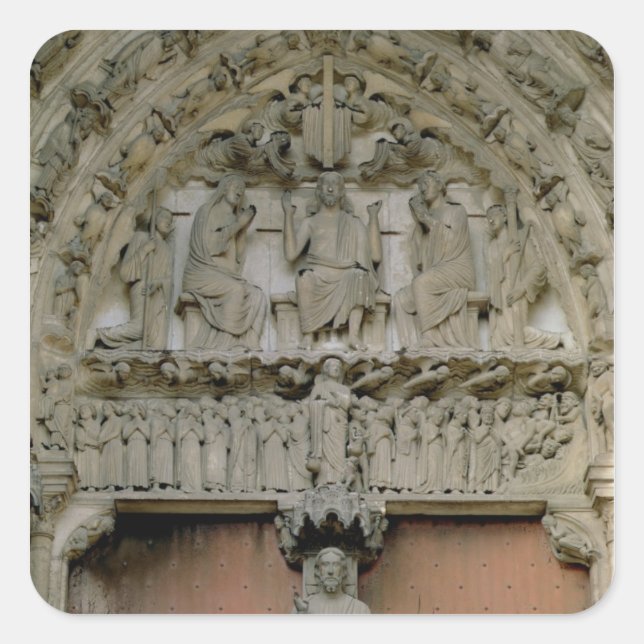 South Portal tympanum depicting Christ Enthroned w Square Sticker (Front)