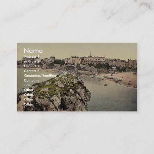 Customizable South sands, Tenby, Wales rare Photochrom Business Cards
