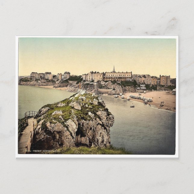South sands, Tenby, Wales rare Photochrom Postcard (Front)