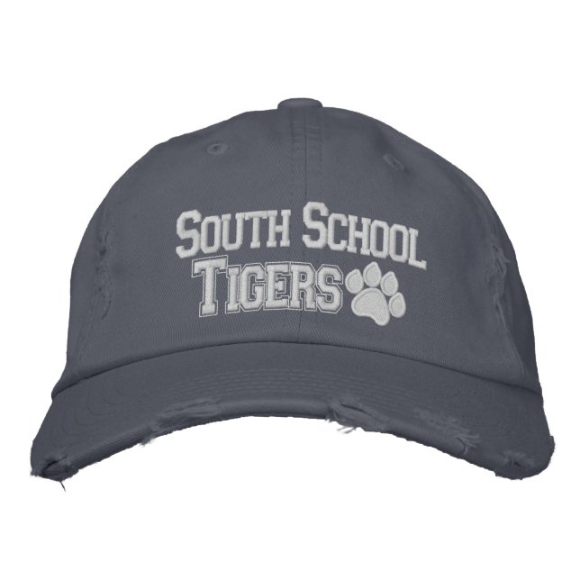 South School Tigers Embroidered Distressed Hat (Front)