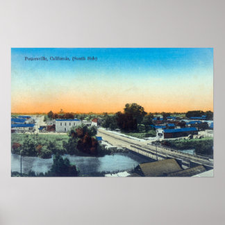 South Side Aerial View of TownPorterville, CA Poster