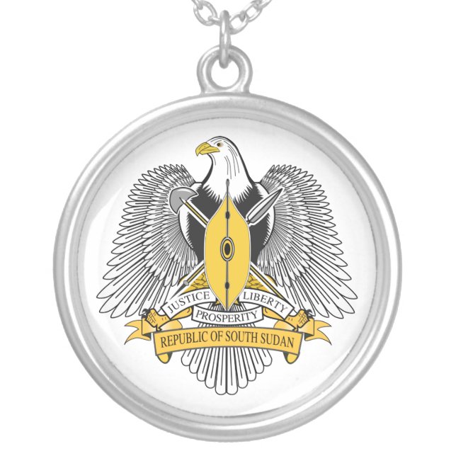 South Sudan Coat of Arms Silver Plated Necklace (Front)