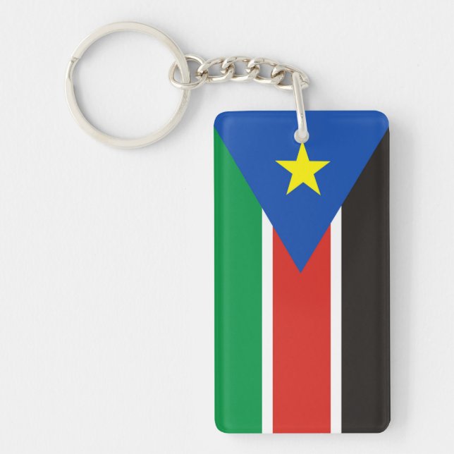 south sudan country long flag nation symbol keychain (Front)