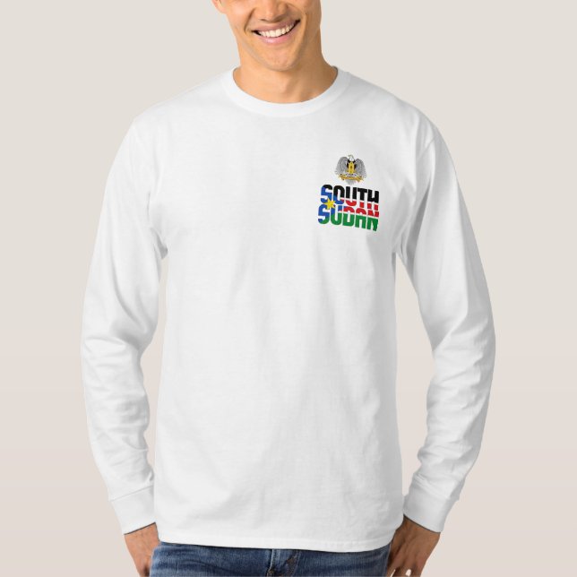 South Sudan Flag and Coat of Arms Patriotic T-Shirt (Front)