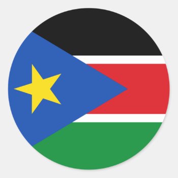 South Sudan Flag Classic Round Sticker by flagart at Zazzle