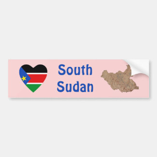 South Sudan Flag Heart + Map Bumper Sticker