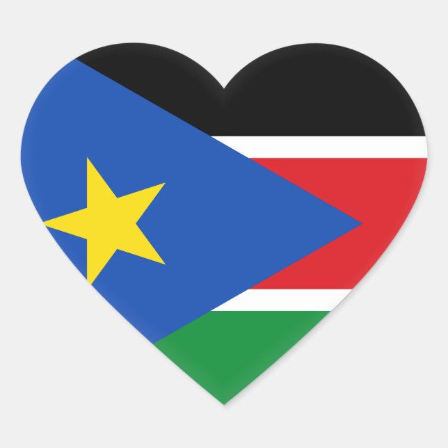 South Sudan Flag Heart Sticker (Front)