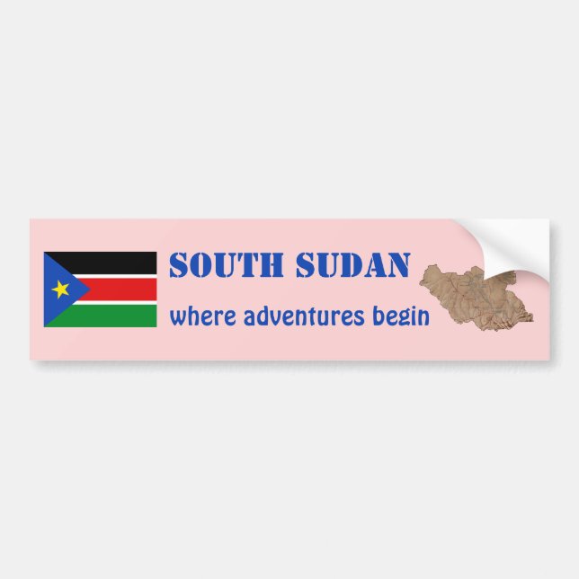 South Sudan Flag + Map Bumper Sticker (Front)