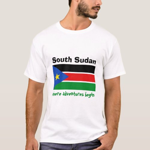 South Sudan Flag  Map  Text T_Shirt