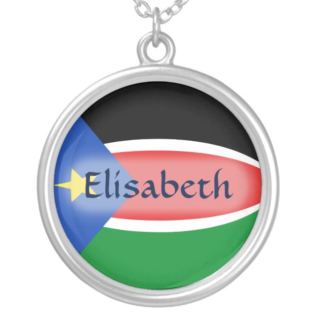 South Sudan Flag + Name Necklace (Front)