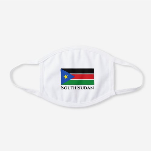 South Sudan Flag  White Cotton Face Mask
