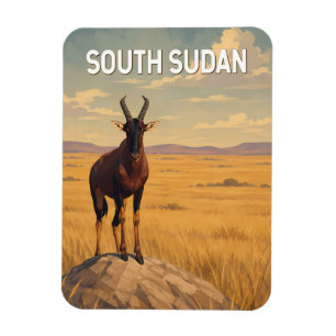 South Sudan Illustration Travel Art Vintage Magnet
