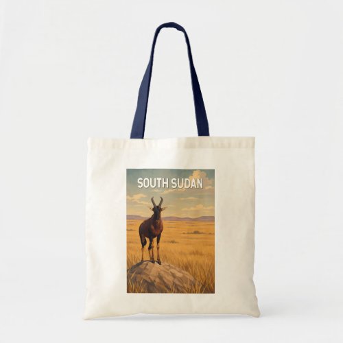 South Sudan Illustration Travel Art Vintage Tote Bag