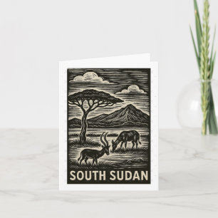 South Sudan Linocut Style Oversized  Card
