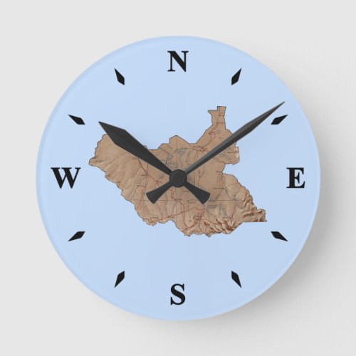 South Sudan Map Clock