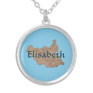 South Sudan Map + Name Necklace