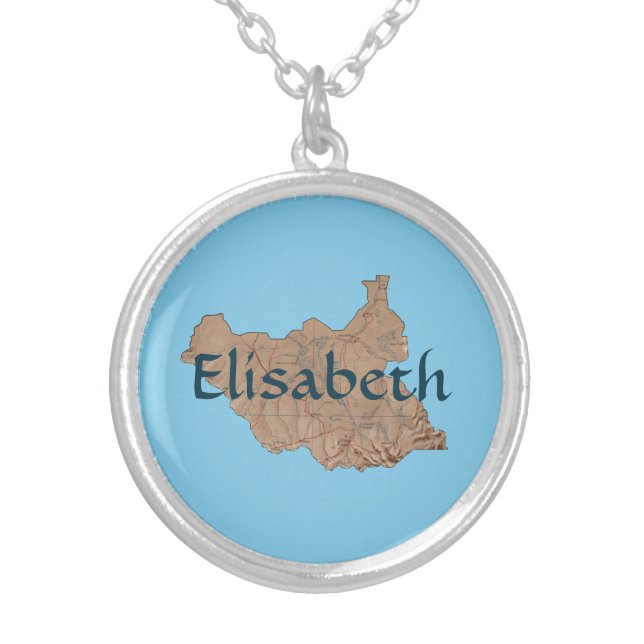 South Sudan Map + Name Necklace (Front)