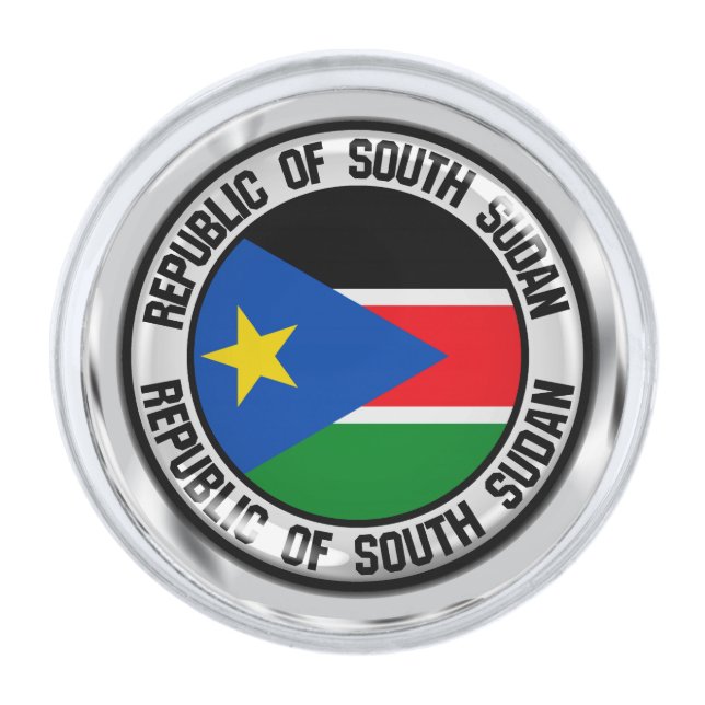 South Sudan Round Emblem Silver Finish Lapel Pin (Front)