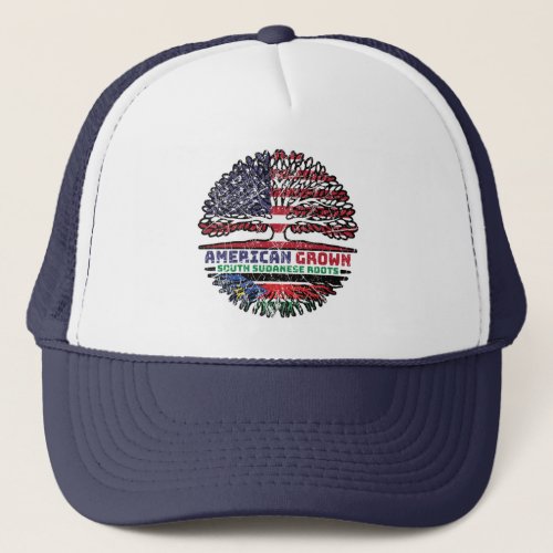 South Sudan South Sudanese American USA Tree Roots Trucker Hat