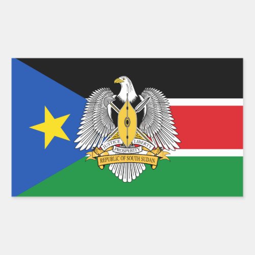 South Sudanese Flag  Coat of Arms South Sudan Rectangular Sticker