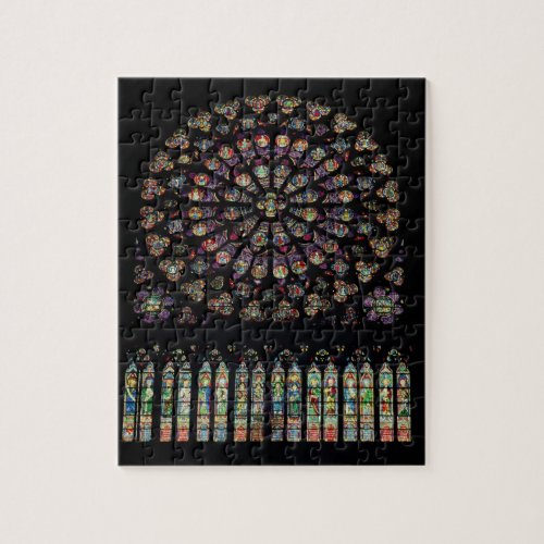 South transept rose window depicting Christ in the Jigsaw Puzzle