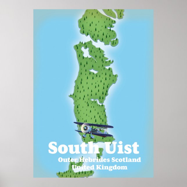 South Uist Outer Hebrides Scotland map Poster (Front)