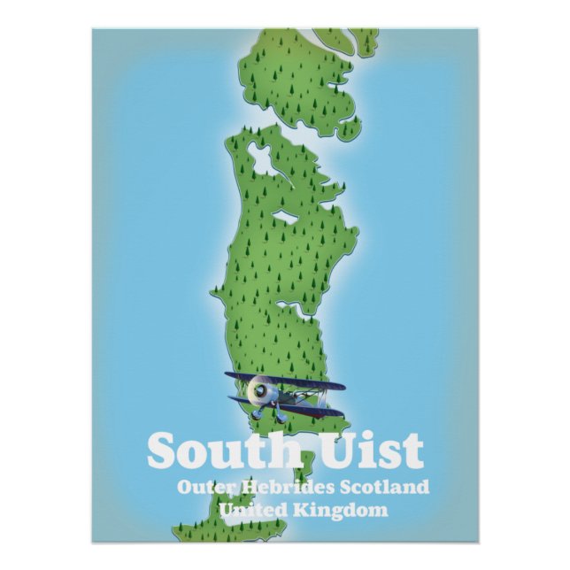 South Uist Outer Hebrides Scotland map Poster (Front)