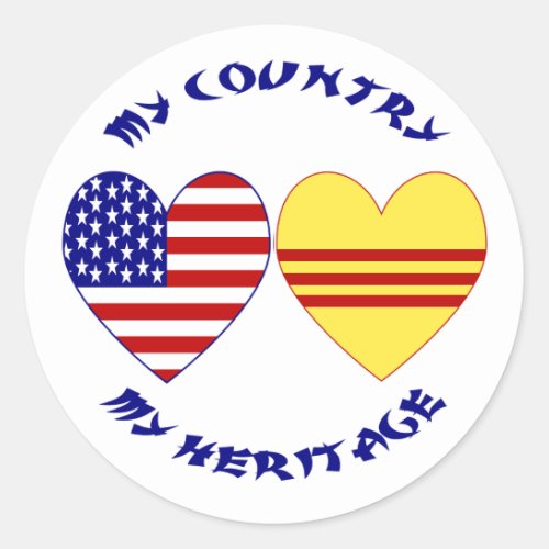 South Vietnam and USA Country Heritage Classic Round Sticker