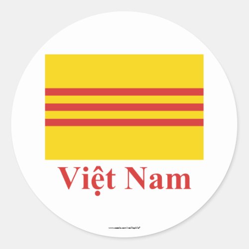 South Vietnam Flag with Name in Vietnamese Classic Round Sticker