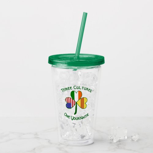 South Vietnam Irish American Flags Shamrock Name A Acrylic Tumbler