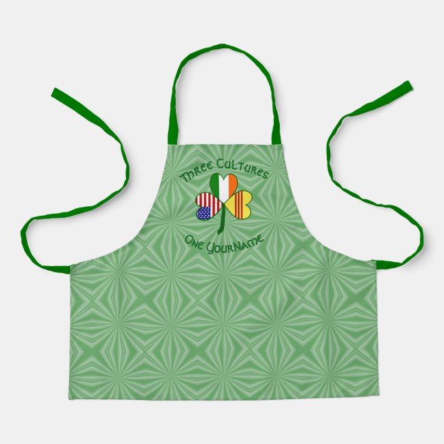 South Vietnam Irish USA Flags Shamrock Personalize Apron (Front)