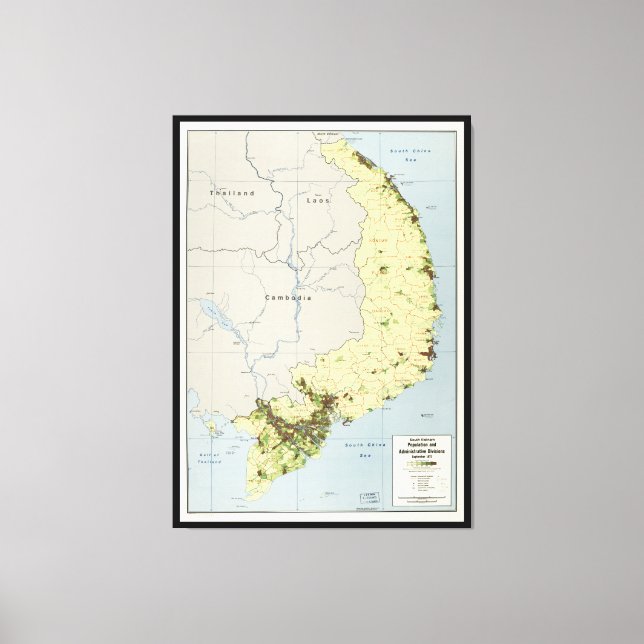 South Vietnam Map September 1972 Canvas Print (Front)
