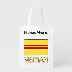 South Vietnam Vietnamese Flag Black Personalizatio Grocery Bag