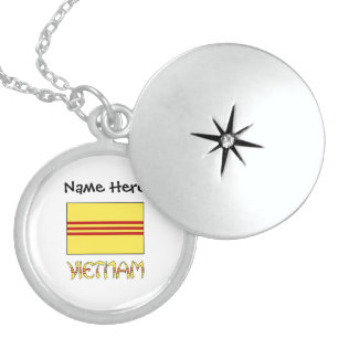 South Vietnam Vietnamese Flag Black Personalizatio Locket Necklace